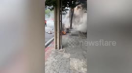 Huge electrical transformer blast injures four road users in Bangkok
