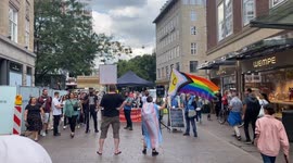 Religious protest against Gay rights at the CSD German Christopher Street LGBTQIA Pride In Bremen 2023