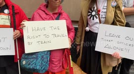 Hundreds of protesters march against rail ticket office closures