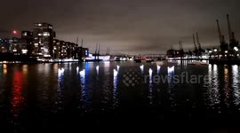 Time-lapse of Robotic Swans swim around the Royal Albert Dock as part of the Greenwich and Docklands International Festival. The performance of the swans was called CYGNUS created by Loomaland