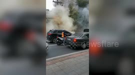 Four injured in electrical transformer explosion on road in Bangkok