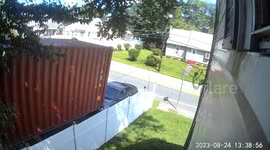 Shipping Container Squishes Car
