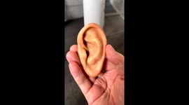 Japanese human flesh artist unveils 'crimes of the future' human-like ear magnet