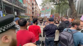 Pro and anti-abortion protesters confront each other in Westminster