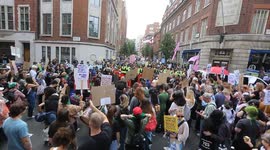 Police separates pro and anti-abortion protesters as they confront each other in Westminster