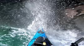 Nearly sucked into a sea cave on the west coast of the Isle of Man.