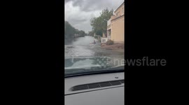 US: Resident Enjoys Tubing Down Flooded Street In Las Vegas