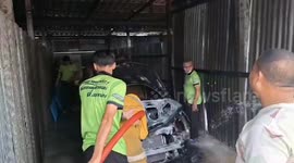 Car engulfed in flames when woman sticks lit incense on it for bizarre Chinese good luck ritual