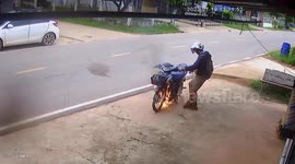 Motorcycle bursts into flames as schoolboy rides home