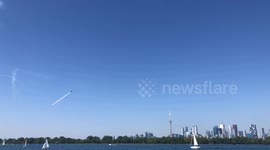 Jet Plane Flys over Boat very close during Toronto air show
