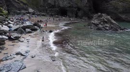 This is footage from the beach below Tintagel castle Cornwall (Merlin’s cave)