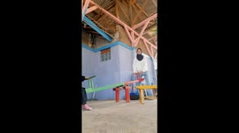 Little sister's adventure takes an unexpected turn as she falls on the slide in Garut, Indonesia