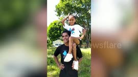 Cute uncle and niece duo performs awesome cheerleading routines