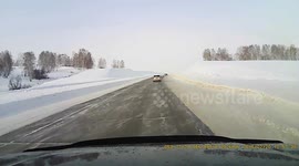 Wait For It! Car Crashes on Snowy Russian Road (ID: 1259091)