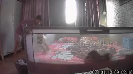 Baby falls from bed when the guard rail fails