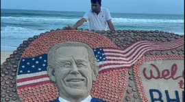 Sand artist welcomes Joe Biden to India for G20 Summit as country's debates 'Bharat' name change