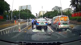 Road krill! Taxi driver catches fish swept onto street by Typhoon Haikui in China