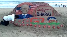Sand artist creates Joe Biden installation to welcome US president to India for G20 Summit