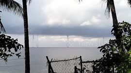 Spectacular quadruple waterspout forms off Philippine coast