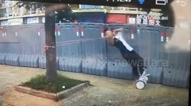 Phone-distracted hoverboard rider takes a tumble after rope snag in China