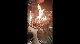 Grill catches fire at Korean barbecue restaurant