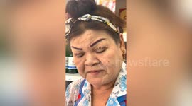 Grandmother draws lines on her eyelids for longer lashes make-up hack