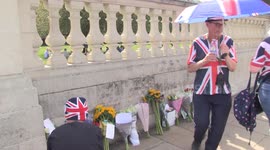 Floral tributes left to Queen Elizabeth II on anniversary of her death outside Buckingham Palace in London