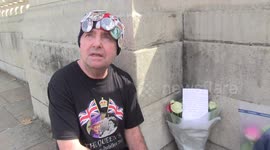 Royal superfan John Loughrey pays respects to Queen Elizabeth II on anniversary of monarch's death outside Buckingham Palace