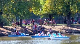Unusual swimming tradition of the actors troupe of the Prague Theater Na zabradli in Czech Republic