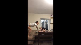 Daughter Tries To Exercise With Mommy