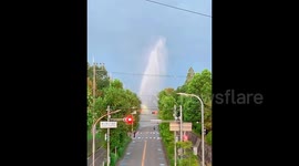 Japan: Burst Water Pipe Shoots Meters High Fountain In Osaka