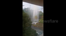 Japan: Burst Water Pipe Shoots Meters High Fountain In Osaka 2