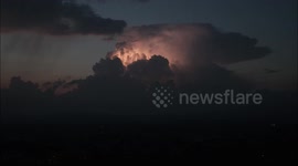 Spectacular Twilight Thunderstorm Cell Flashing In The Dusk Sky Last Night - Drone View Sept 8th 2023