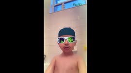 My son dancing with some Snapchat filters having so much fun