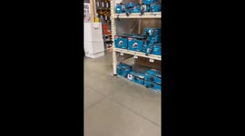 My son, at Home Depot, slide in the bucket down every aisle