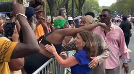 Kathy Hochul and Al Sharpton Greet People at West Indian Day Parade in NY, USA