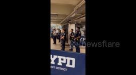 “Stonewall was a Riot” March at NYPD Transit District in Brooklyn in NY, USA