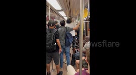 People Chant in Subway in NY, USA During “Stonewall was a Riot” March