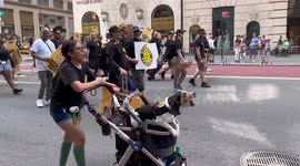 Crowds of People at Labor Day Parade in New York, NY, USA