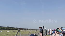 Aerobatics, the Marksmen perform a smoke trail heart shape in there planes during the Virginia air show in Durban 2023