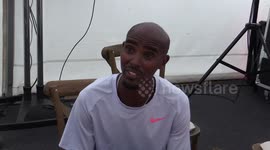 Interview with Sir Mo Farah at the Great North Run in South Shields, UK