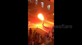 University student wows onlookers with traditional Chinese fire-breathing performance