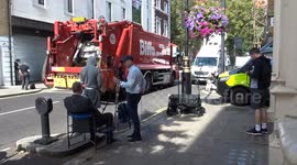 Serco security van held up at the entrance to Westminster Magistrates Court