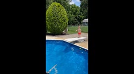2-year-old swimmer dives off the jump board and swims in the pool without floaties *Incredible*