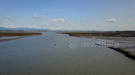 4K Flying a drone while seals watch Kayak in Fraser River Vancouver British Columbia Canada