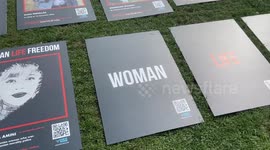 British Iranians march in Westminster ahead of the first anniversary of the death of Mahsa Amini