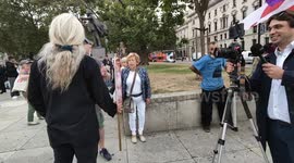 Pro-Brexit supporters are battling Ukip supporters in Parliament Square, London, UK.