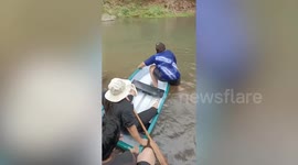 Tourists plunge into water when canoe capsizes