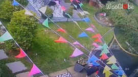 Little kid forgets the bunting hanging outside when he jumps from the trampoline *Hilarious Fail*