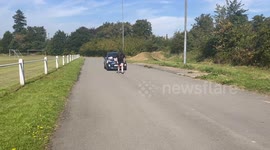 Former soldier drags himself into the record books by pulling a car 36 MILES